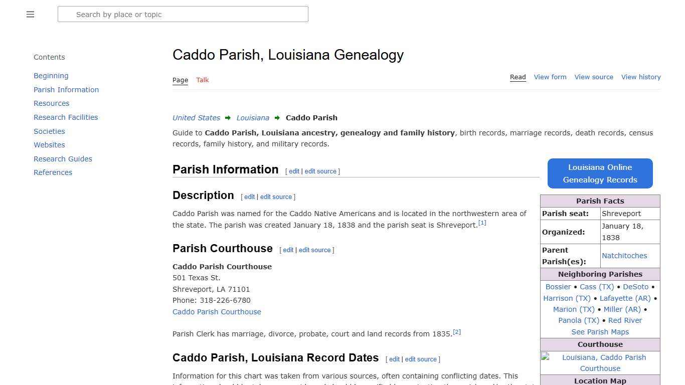 Caddo Parish, Louisiana Genealogy • FamilySearch
